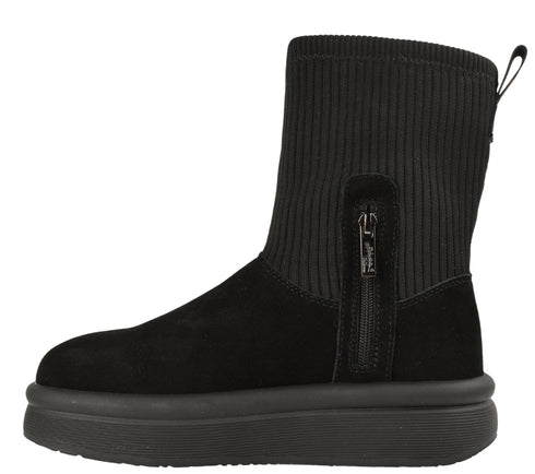 Ghete sport, dama, PASS COLLECTION, Z870008A, negru, piele intoarsa